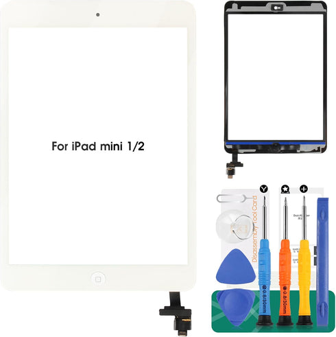 for iPad Mini 1 Touch Screen Replacement A1432 for iPad Mini 2 Digitizer Replacement A1490,A1489,A1491 Touch Screen with IC Chip,Home Button,Camer...