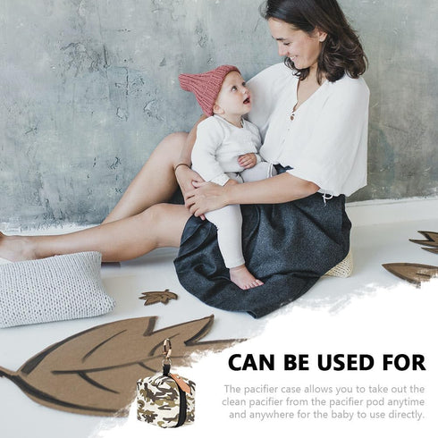 Amosfun Baby Pacifier Bag Waterproof PU Storage Bag Durable Soother Infant Storage Holder Baby Pacifier Box for Mom Outdoor Use Camouflage...