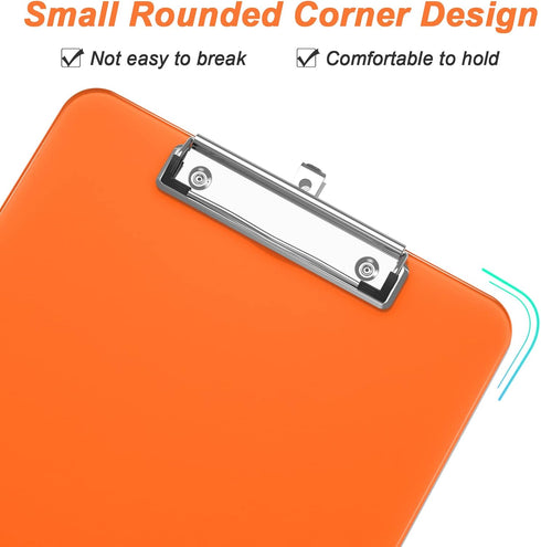 Rimilak Plastic Clipboards with Low Profile Metal Clip, Translucent Clip Board, 12.5 x 9 Inch Letter Size | Office Supply | back to school, Orange...