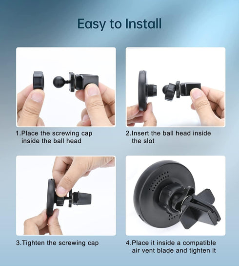 Magnetic Wireless Car Charger Mount Compatible with Magsafe iPhone 15/ iPhone 14/iPhone 13, Fast Charging Air Vent Magnet Accessories Car Phone Ho...