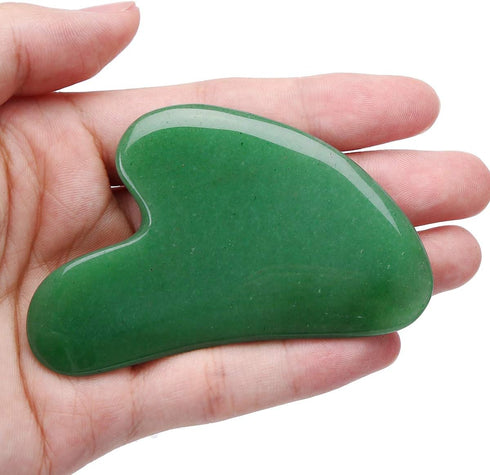 Gua Sha Crystal Jade Stone Board for Skincare, Scraping Face Back Massage Relax Therapy Trigger Point Treatment(Green Aventurine)...