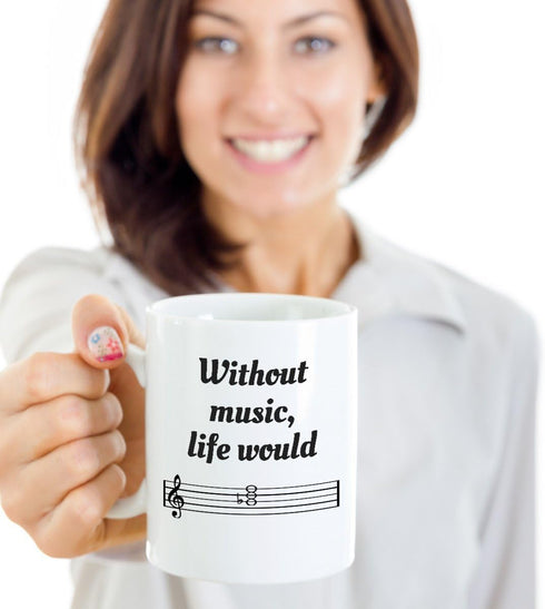 Without Music Life Would Be Flat Coffee & Tea Mug, Best & Funny Giftables for Men & Women Musicians such as Pianist, Guitarist, Violinist, Singer,...