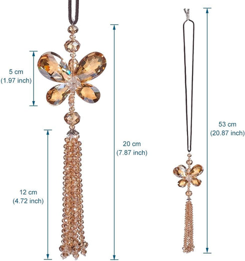 Crystal Butterfly Car Rear View Mirror Accessories Lucky Car Hanging Ornament (Champagne)...