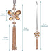 Crystal Butterfly Car Rear View Mirror Accessories Lucky Car Hanging Ornament (Champagne)...