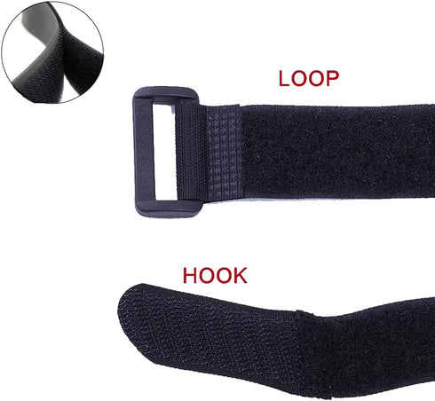 Fastening Nylon Strap with Buckle,10Pack Reusable Self-Adhesive Hook and Loop Cable Securing Straps,Adjustable Cinch Straps for Cords Organized an...