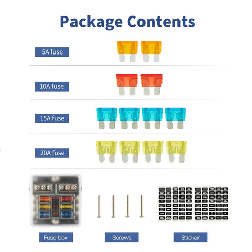 6 Way Fuse Block, 12V Waterproof Boat Fuse Panel with LED Warning Indicator Damp-Proof Cover, 6 Circuits with Negative Bus Fuse Box for Auto Car M...