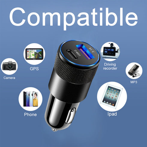 Car Charger 3.1A USB Type C PD Apple Android Cellphone Charging Automobile Adapter Medium Charging All Vehicle Cigarette Lighter Outlet Port Plug...