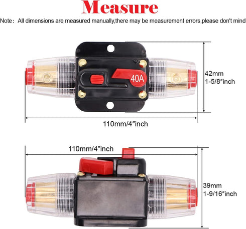 2 Piece 40A 40 Amp Circuit Breaker with Manual Reset Fuse Holder for Car Audio Marine Boat Stereo Switch Inverter Replace Fuses...