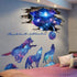 3D Blue Starry Sky Wolf Moon Wall Decals Removable PVC Magic 3D Milky Way Outer Space Planet Wall Sticker Peel Stick Home Decor for Kids Baby Bedr...