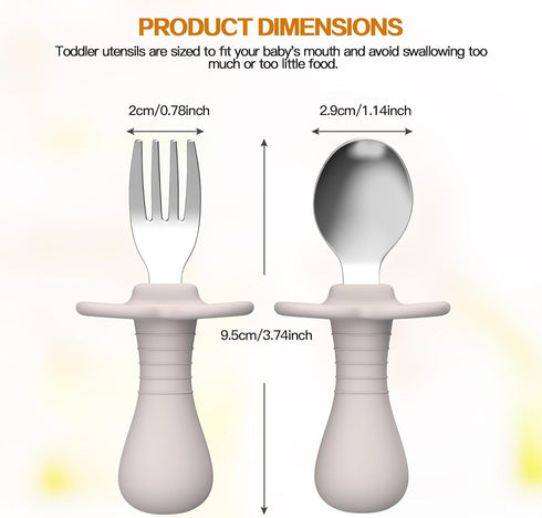 4 Pcs Toddler Utensils Forks and spoons set, Stainless Steel Childrens Silverware for Safe flatware Metal Kids Cutlery set with Round Handle, BPA ...