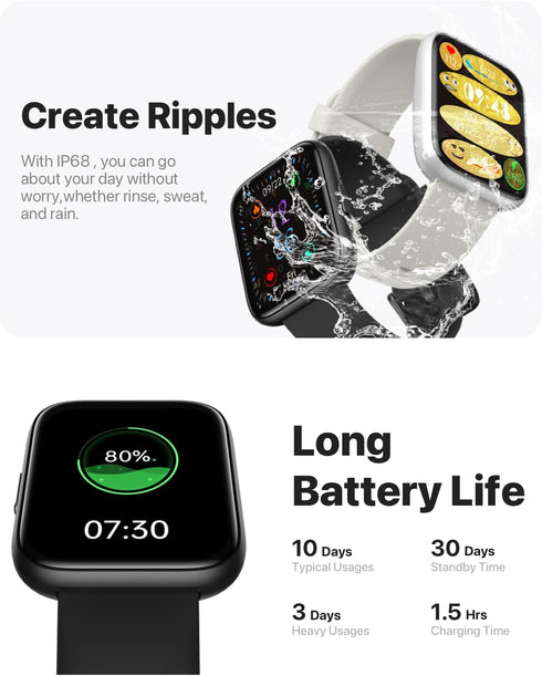 Smart Watch for Men Women - Answer/Make Calls/Quick Reply/AI Voice Assistant, 1.83" for Android iPhone Samsung Compatible IP68 Smartwatch Blood Ox...
