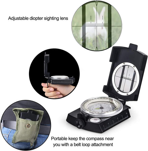 COSTIN Multifunctional Compass, Metal Military Waterproof High Accuracy Compass with Map Measurer, Distance Calculator,Bubble Level Perfect for Ou...