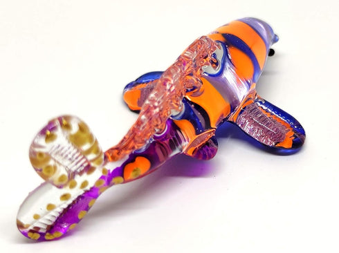 Japan Carp Koi Fish Miniature Figurines Animals Hand Blown Glass Art Collectible Gift Decorate (Purple Orange)...