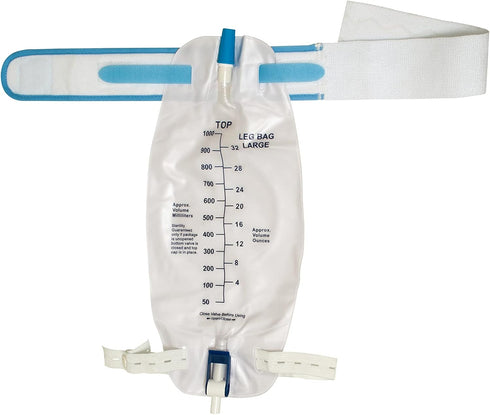 3 Pack ViDava Leg Bag Urinary Drainage Bag, 32 Oz with 3 18” Tubings, Anti-Reflux Valve, Cloth Straps, Easy flip Drain and 1 Delux Leg Strap...