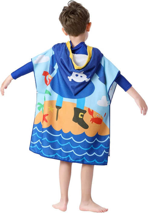 Children Hooded Beach Towel Toddler Boys Bath/Pool/Swim Poncho Cover-ups Swimwear, Pirate Theme...