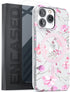 ENCASED Magnetic Case Designed for iPhone 14 PRO with Screen Protector - Compatible with MagSafe Phone Accessories (Pink Flowers)...