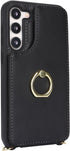 for Samsung Galaxy S23 Case with Card Holder and Strap for Women,Crossbody Lanyard,Ring Stand,Snap Clasp,Phone Wallet Cases 6.1 inch(Black)......
