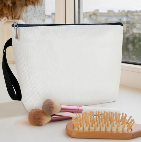 Blank DIY Makeup Bag for Women Accessories Organizer, Travel Essentials Canvas Cosmetic Bag with Zipper -DIY...