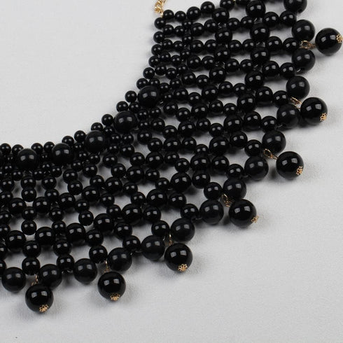 Big Chunky Ball Beaded Choker Collar Pendant Necklace for Women Handmade Chain Metal Statement Jewelry...