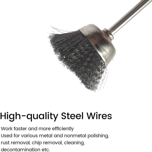 10Pcs 1" Dia Stainless Steel Cup Shape Wire Brushes with 1/8" Shank, Polishing Brush for Rotary Tools...