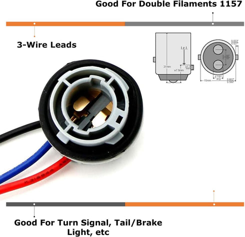 iJDMTOY 1157 7528 Wiring Harness Sockets Compatible with LED Bulbs, Turn Signal Lights, Brake Lights...