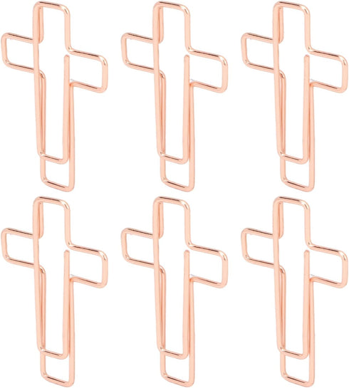 Fdit 100PCS Cross Paper Clips, Rose Gold Metal Paper Clamps for Document Note Sorting Organizing Paperwork Office School and Personal Use...