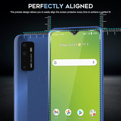 Orzero (3 Pack) Tempered Glass Screen Protector Compatible for Cricket Dream 5G, AT&T Radiant Max 5G (6.82 inch) Protector De Pantalla 2.5D Arc Ed...