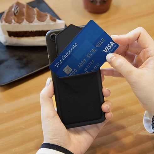Sinjimoru Secure Card Holder for Back of Phone, Stretchy Fabric Cell Phone Wallet Stick On Credit Card Case for iPhone & Android. Sinji Pouch Flap...