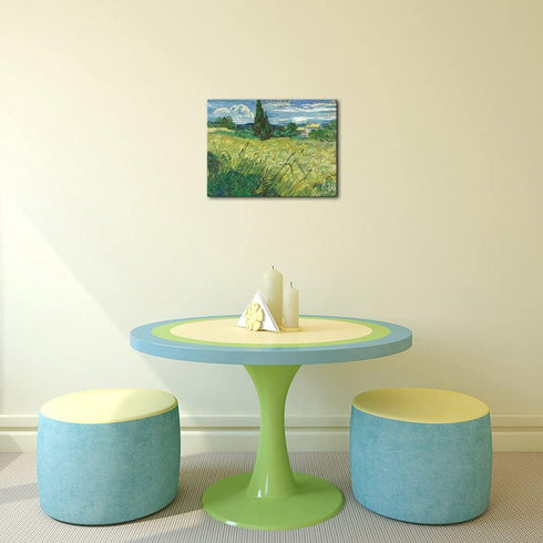 Wieco Art Modern Abstract Giclee Canvas Prints Wall Art Green Field 1889 by Van Gogh Famous Oil Paintings Reproduction Artwork Stretched and Frame...