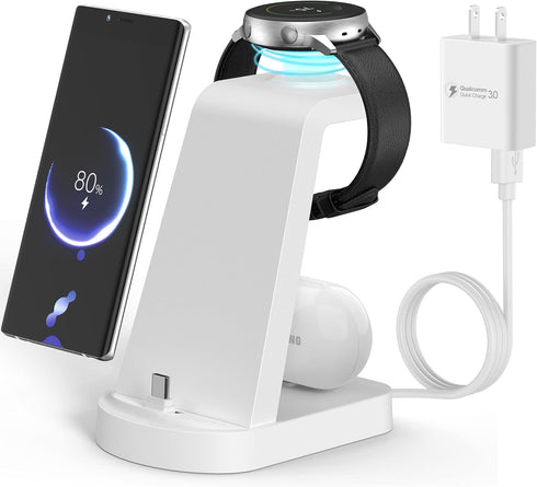 Charging Station for Samsung Multiple Devices,3 in 1 Fast Charging Stand USB-C Charger for Galaxy S23/S22/S21/S20/S10/Note20/Note10/Z Flip 4/Z Fol...