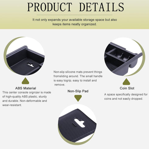 JDMCAR Center Console Organizer Tray Compatible with Toyota Tacoma Accessories 2016-2022 2023, Armrest Insert Container ABS Material Secondary Sto...