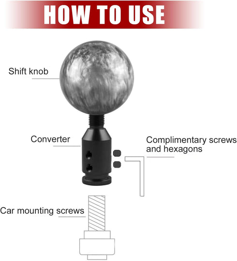 1 PC M12 x 1.25 Universal Shift Knob Adapter, Aluminum Alloy Transmission Gear Stick Shift Connector, for Non Threaded Shifters (Red)...