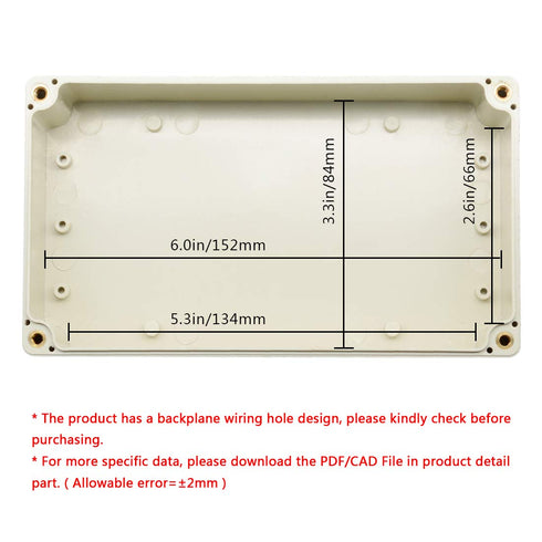 LeMotech Waterproof Dustproof IP65 ABS Plastic Junction Box Universal Electric Project Enclosure Pale Gray 6.2 x 3.54 x 2.3 inch (158 x 90 x 60 mm...