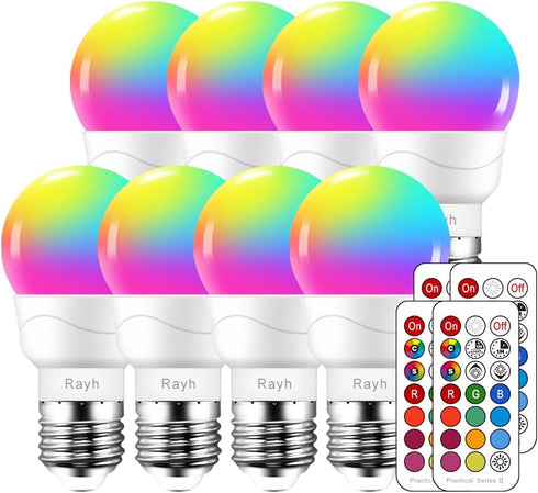 Color Changing Light Bulb, RGB LED Light Bulbs with Remote Control,40W Equivalent Dimmable 5W, 500LM, 2700K Warm White E26 Screw Base Bulbs, Flood...