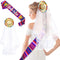 Final Fiesta Wedding Veil, Cinco De Mayo Mexican Themed Bridal Shower Party Favor, Bride to Be Satin Sash, Bachelorette Party Veil for Bride...