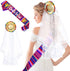 Final Fiesta Wedding Veil, Cinco De Mayo Mexican Themed Bridal Shower Party Favor, Bride to Be Satin Sash, Bachelorette Party Veil for Bride...