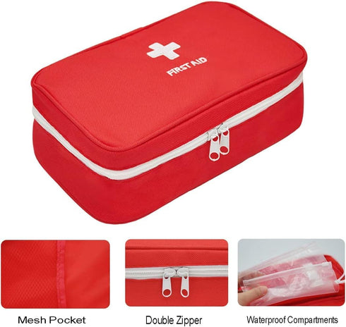 2Pack Portable Empty First Aid Bag Medical Storage Bag Mini Emergency Survival Pouch Bag for Camping Hiking Home Travel Red (2Pcs Red)...