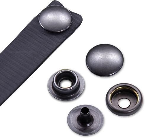 HolsterSmith Metal Snap Sets - (Line 24) - (Gunmetal) - (10 Sets) - for Leather, Holsters, Sheaths, Pouches, and Clothing...