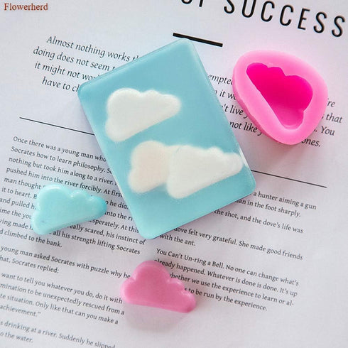 Fewo 2Pcs Tiny Size Cloud Silicone Fondant Mold - Pink, Rectangular Prism, Cake Decoration Molds...
