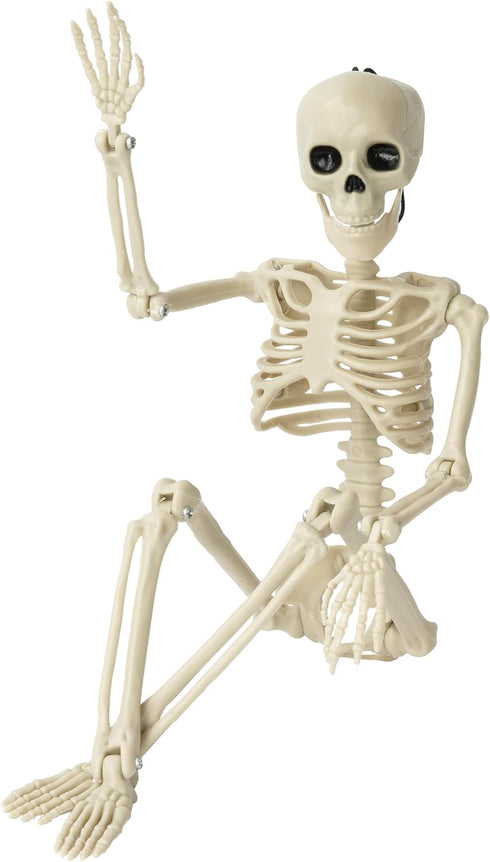 1 Pack Halloween Skeleton Decorations, 15.7" Halloween Full Body Mini Skeleton with Movable Posable Bones,Spooky Skeleton for Halloween Party Deco...