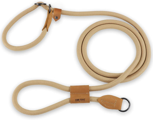 Adjustable Handle Hands Free Slip Lead Dog Leash?Strong Rope Dog Leash?Comfortable Lightweight Loop Leash for Large Medium Dogs 10ft Sand...