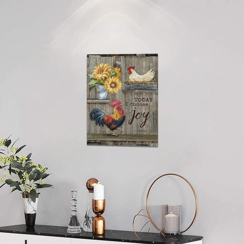 Country Rooster Wall Art Farm Chicken Hen Sunflower Canvas Prints Painting Farmhouse Rustic Animals Pictures Framed Artwork Home Decor for Kitchen...