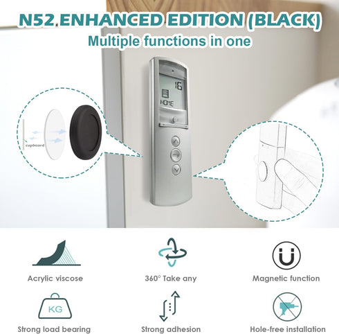 WALLFID 5 Pack N52 High Magnetic Remote Control Holder Wall Mount Holders Hole-Free Phone Charging Organizer Storage Containers For Home Office Sc...