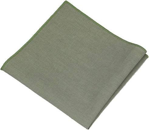 Mens Solid Skinny Linen Tie with Pocket Square Gift, Sage Green, Size One Size...