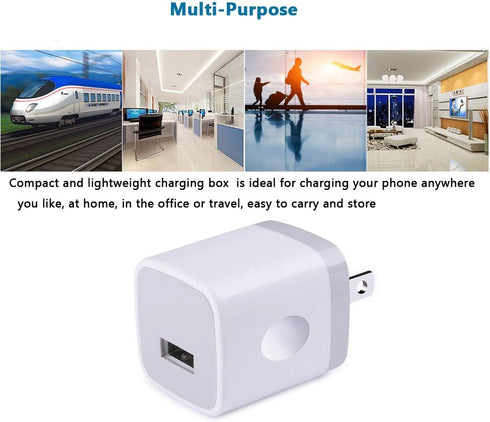 Charging Block for iPhone, Charger Box, USB Cube, NonoUV 10-Pack Single Port Wall Charger 1A/5V USB Outlet Plug Adapter Power Bricks for iPhone 15...