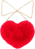 TENDYCOCO Heart Shaped Clutch Purse Faux Fur Shoulder Bag Crossbody Bag Fluffy Handbag...
