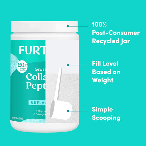 Further Food Unflavored Collagen Peptides Powder, Grass-Fed Pasture-Raised Hydrolyzed Type 1 & 3 Protein, Gut Health + Joint, Hair, Skin, Nails, P...