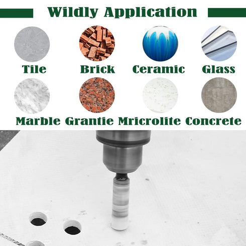 6 PCS Black Dry Diamond Drill Bit Set, for Granite Marble Tile Ceramic Stone Glass Hard Materials (Not for Wood) Round Shank with Size 1/4, 5/16, ...