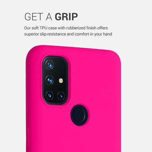 kwmobile Case Compatible with OnePlus Nord N10 5G Case - TPU Silicone Phone Cover with Soft Finish - Neon Pink...