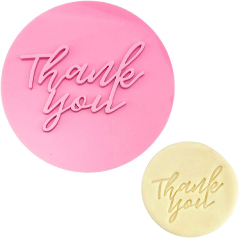Crethinkaty Teachers' Day Fondant Embosser "Thank you" Shape 3D Dented Design Cookie Stamp for Baking Cookies,Decorating Cake/Sugar Paste/Cupcake...